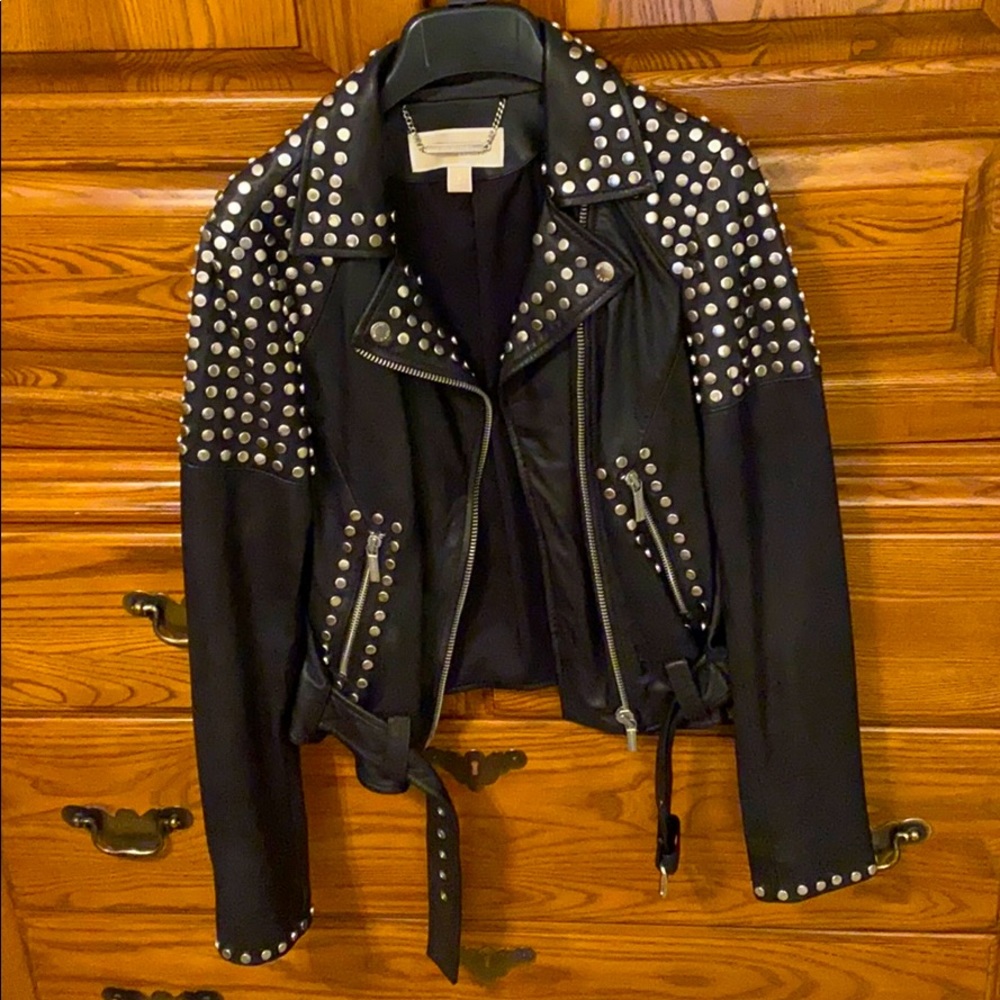 Michael Kors genuine studded leather jacket.